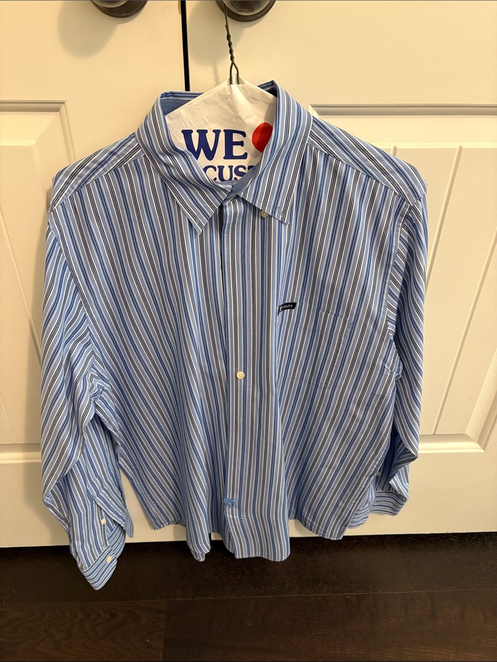 Chaps Blue and White Striped Men's Button-Down Shirt
